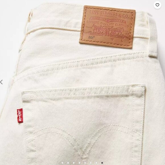 Levi's Original 501 Cropped Jean in Ecru - Picture 3 of 4